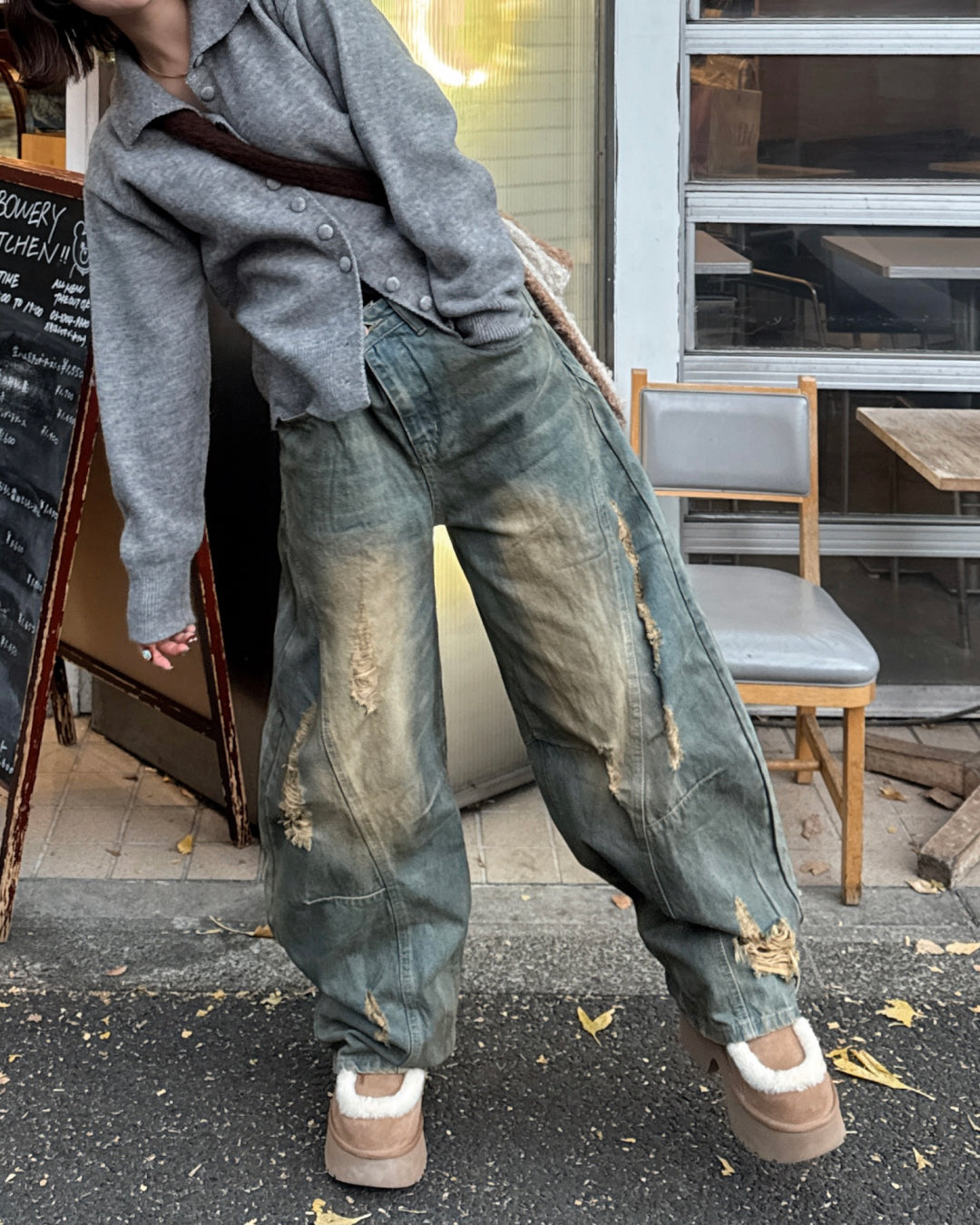 YOLO ウォッシュ加工バルーンダメージデニムパンツ ウォッシュ加工バルーンダメージデニムパンツ SA0080 – YOLO（ヨロ