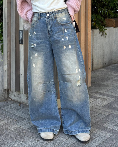 ペイントデザインダメージウォッシュデニム SA0106