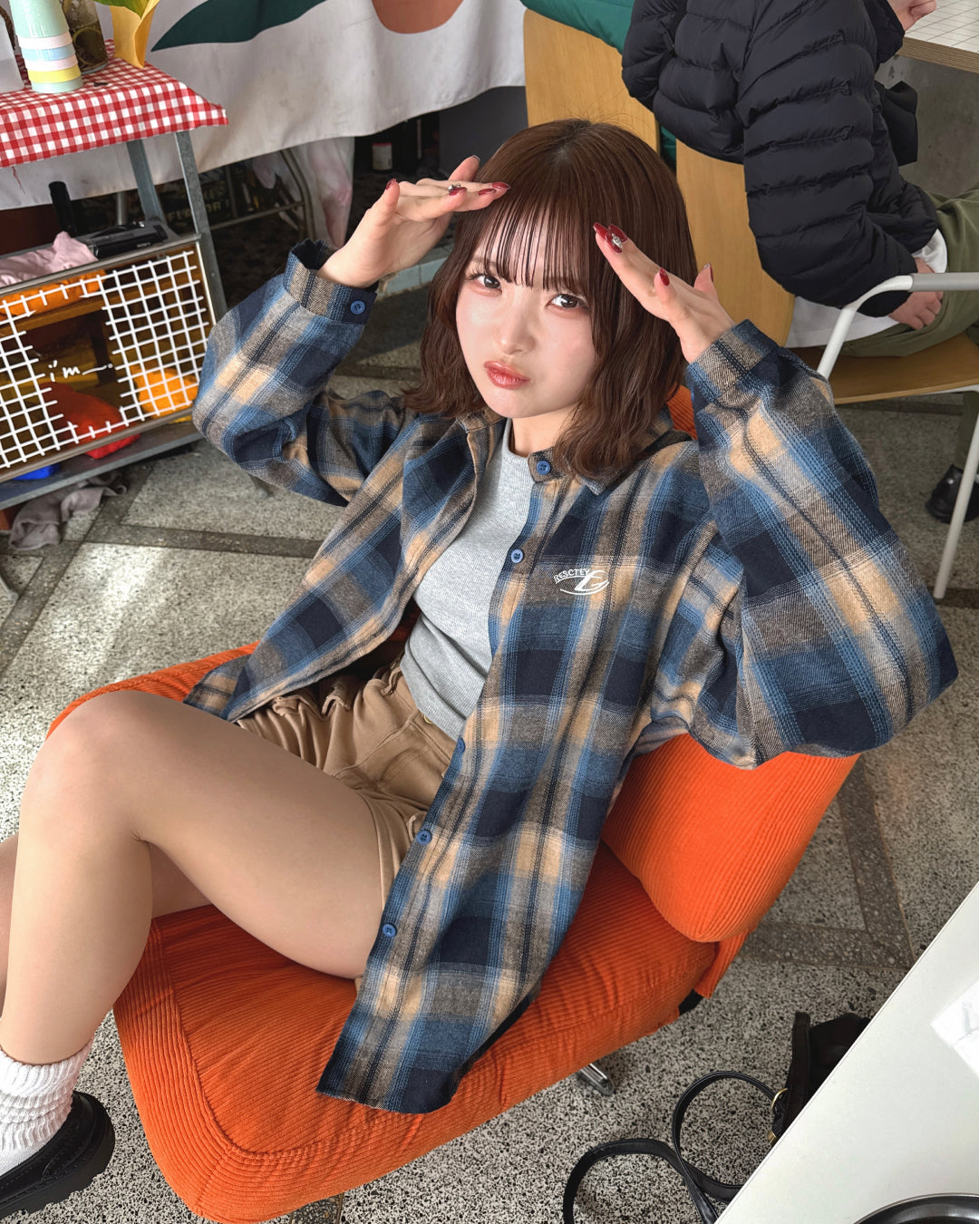 ワンポイントロゴチェックシャツ SA0125