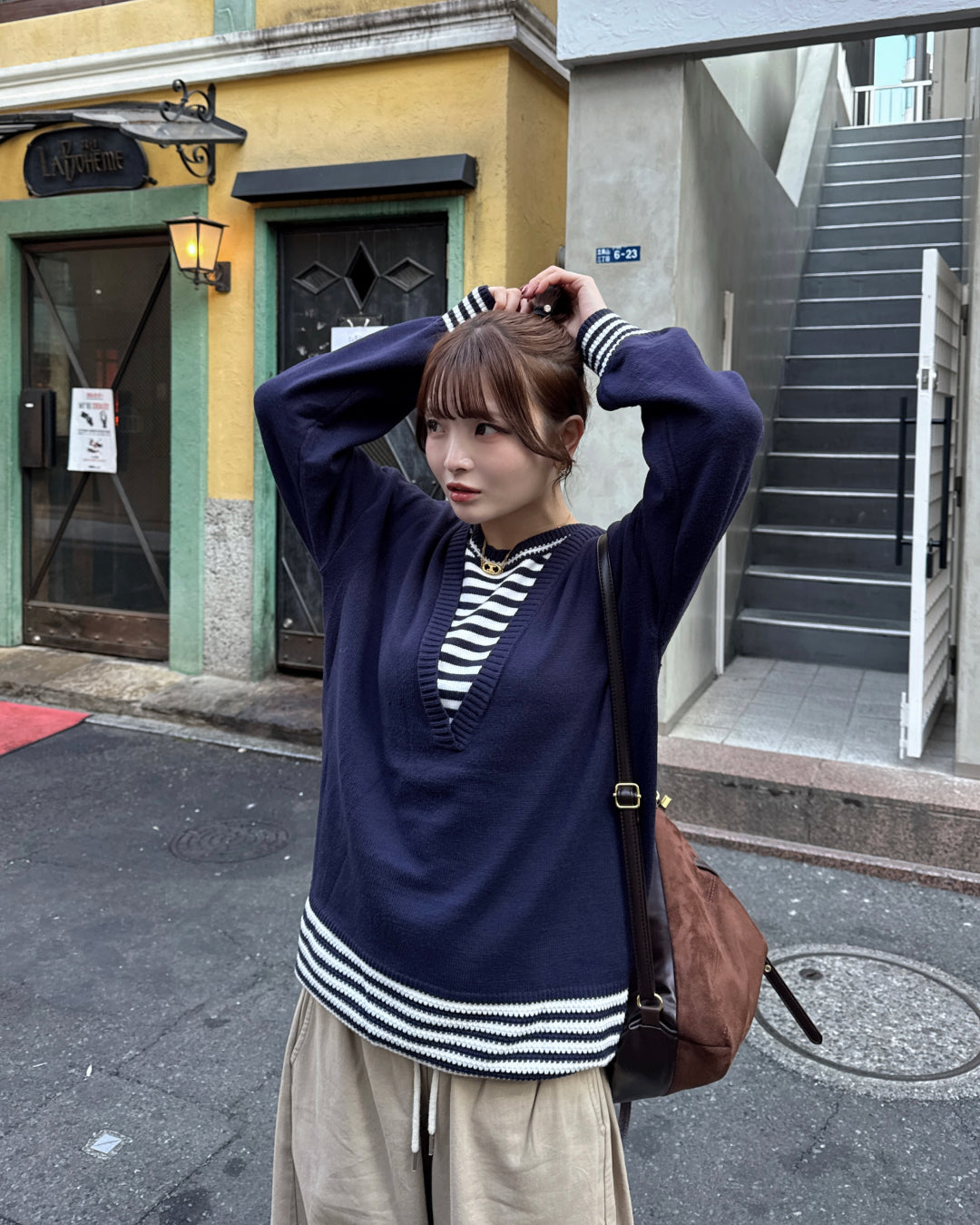 レイヤード風ボーダーニットトップ
SA0129