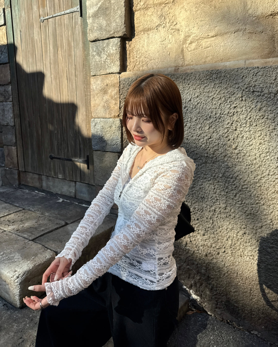 レースフーディーシアージップトップス SA0137