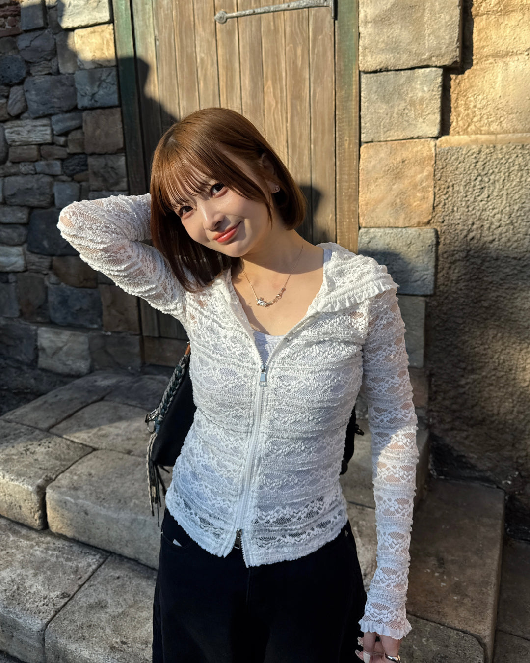 レースフーディーシアージップトップス SA0137