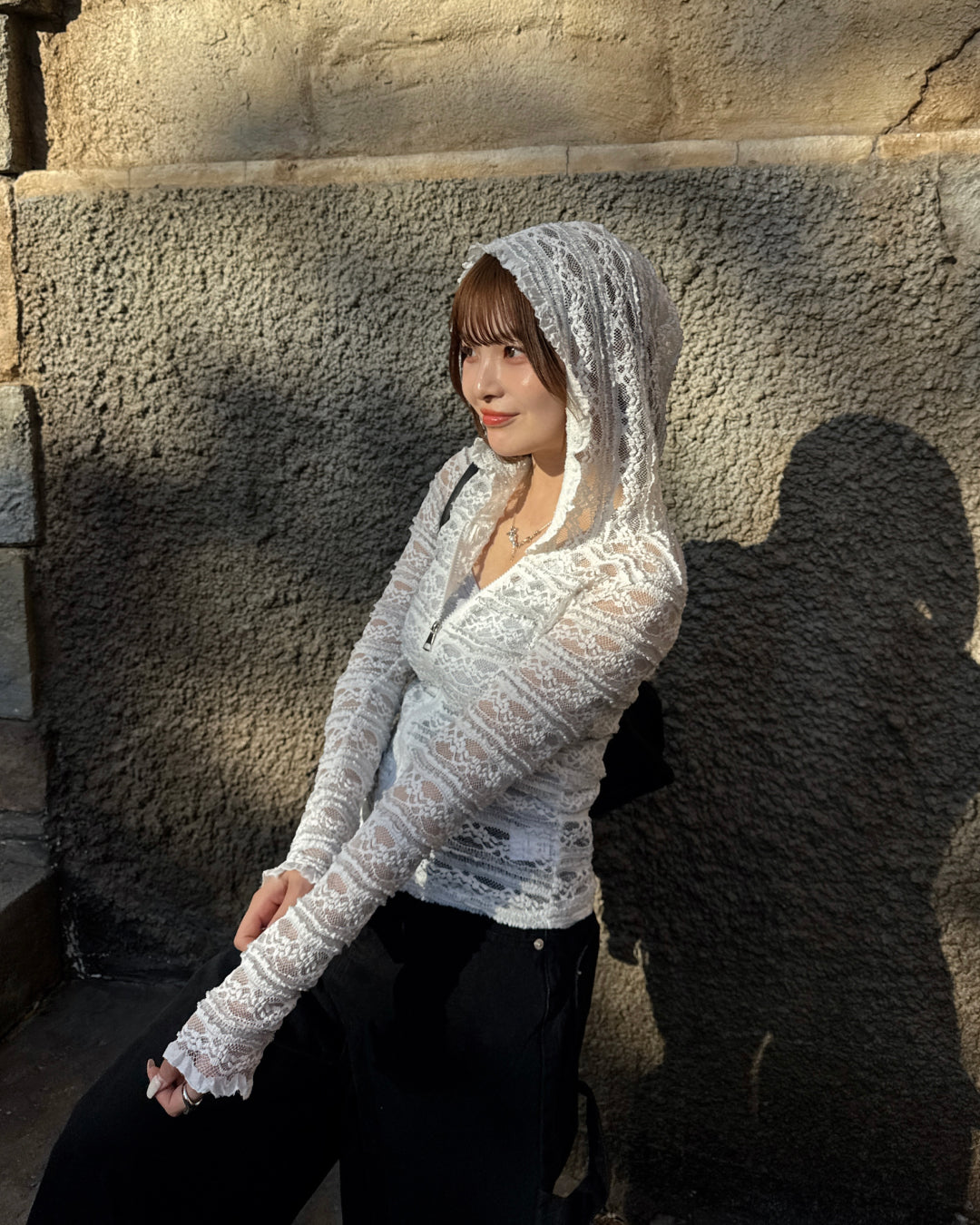 レースフーディーシアージップトップス SA0137