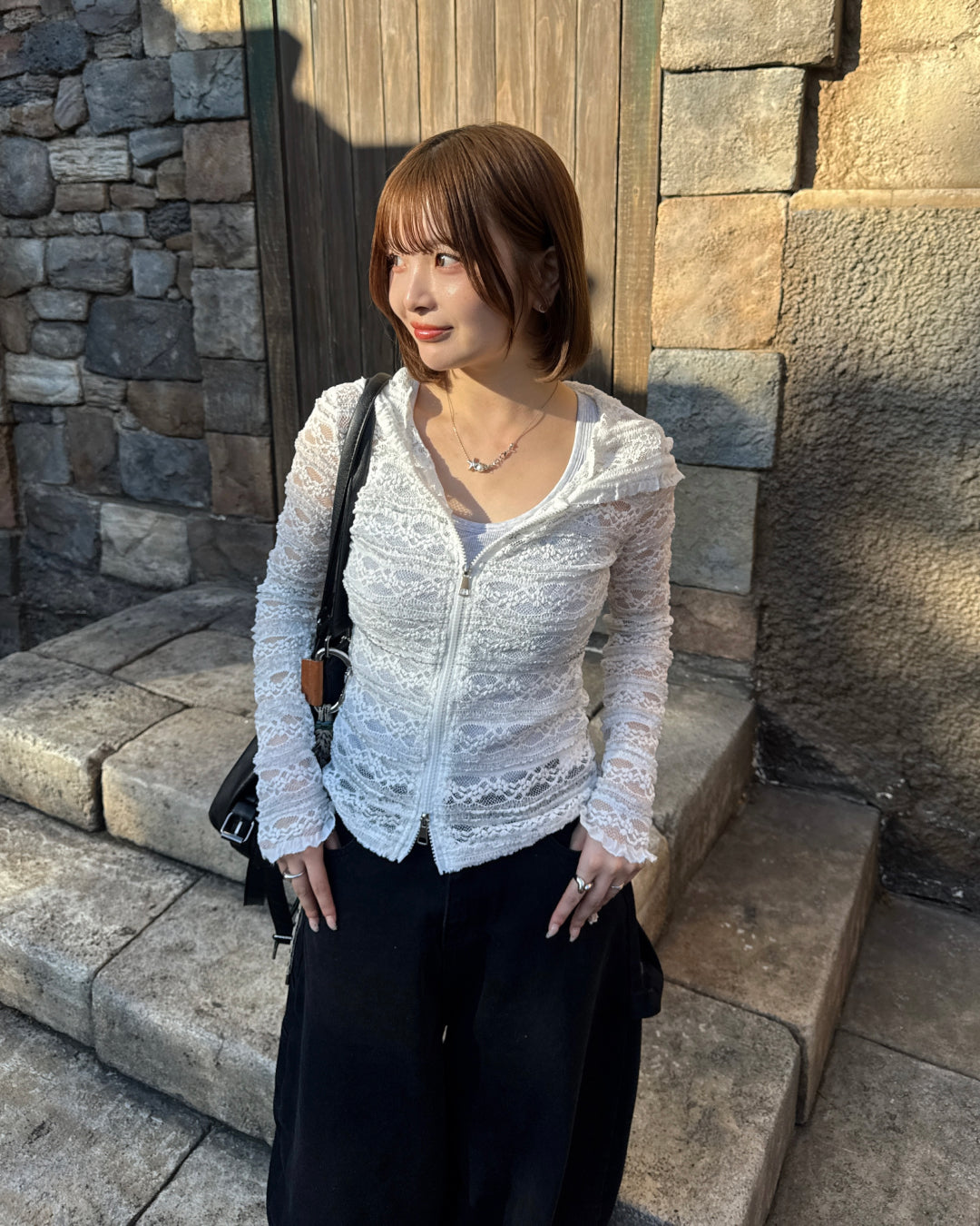 レースフーディーシアージップトップス SA0137