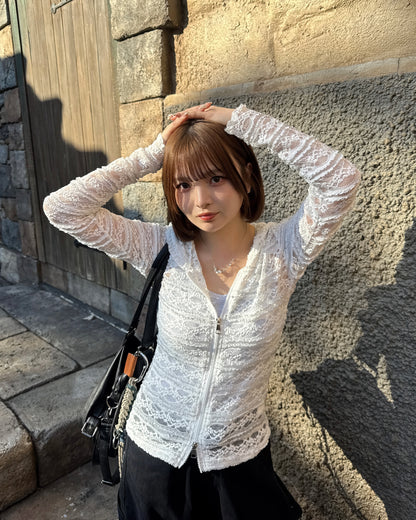 レースフーディーシアージップトップス SA0137