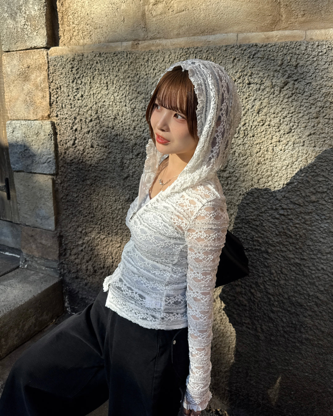 レースフーディーシアージップトップス SA0137