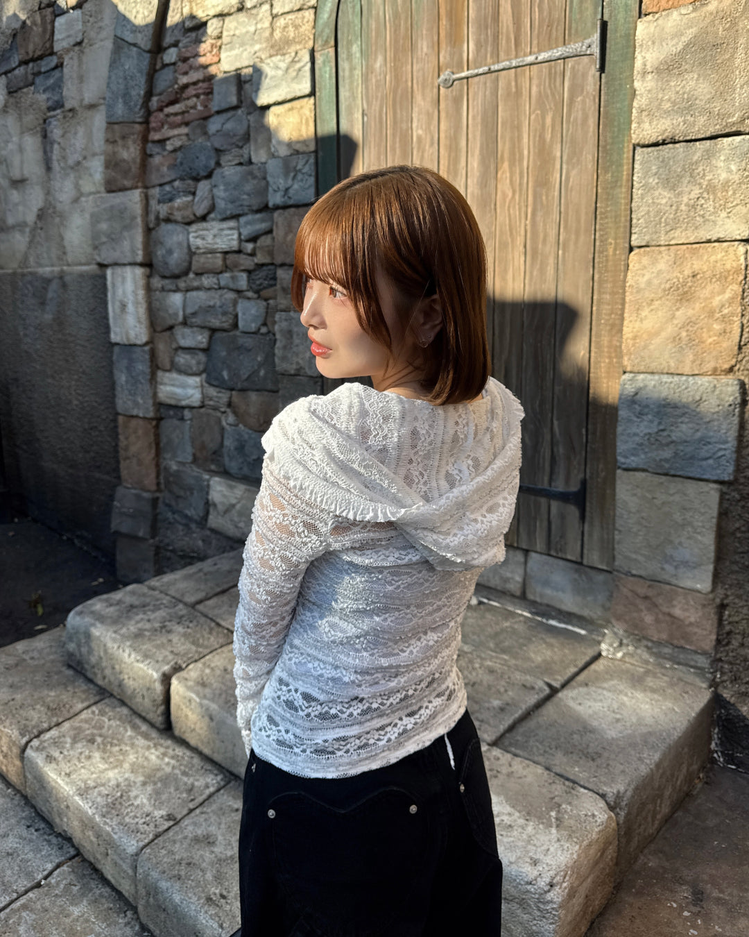 レースフーディーシアージップトップス SA0137