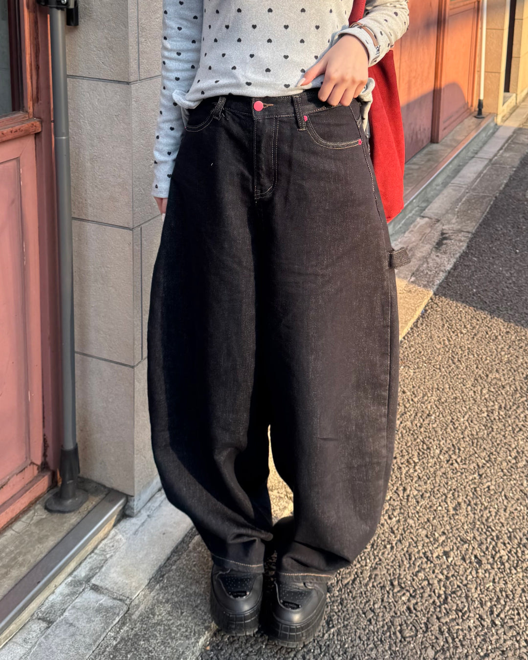 ハートポケットワイドデニムパンツ SA0138