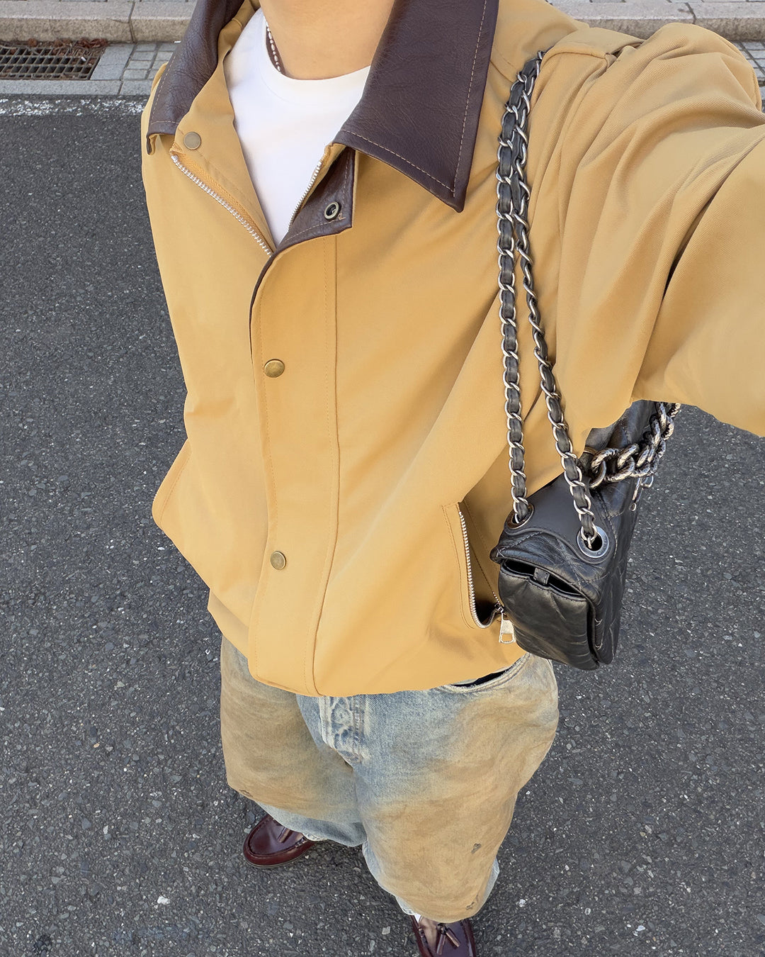 ミニマルレザーライクカラーZIPブルゾン SK0423
