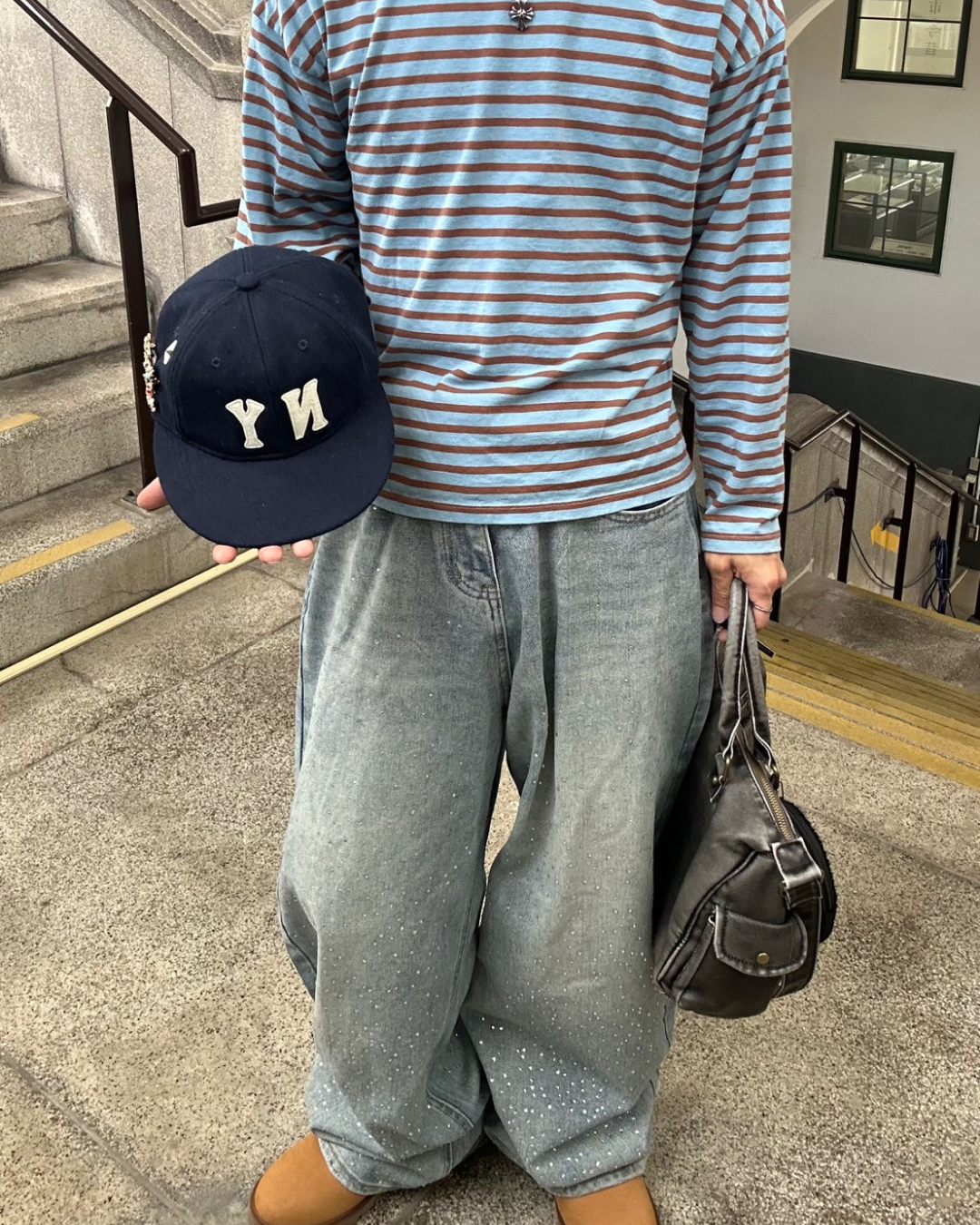 クリアストーンワイドデニムパンツ SK0093