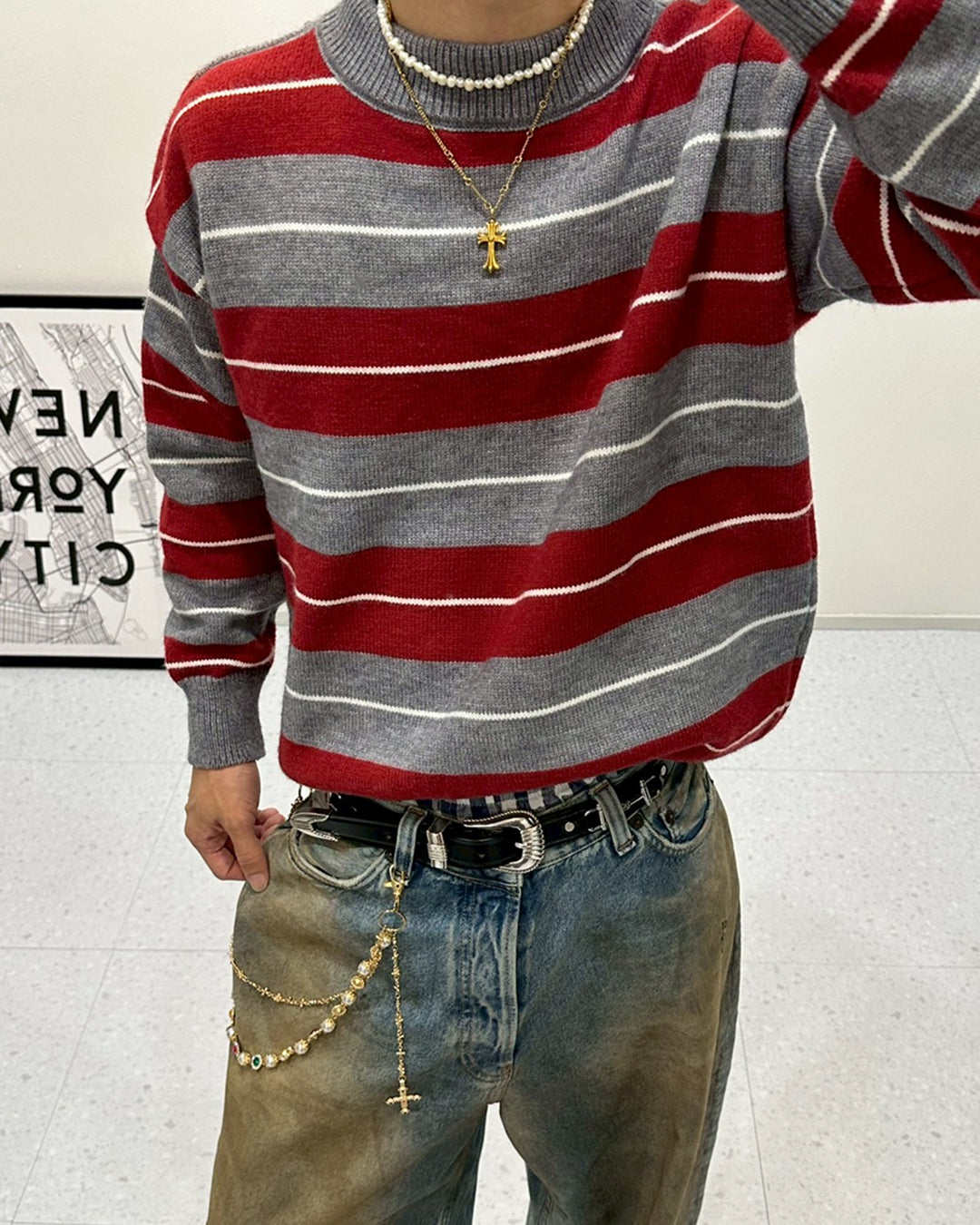 オーバーサイズボーダーセーター SK0232