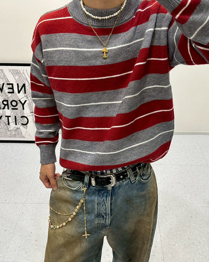 オーバーサイズボーダーセーター SK0232