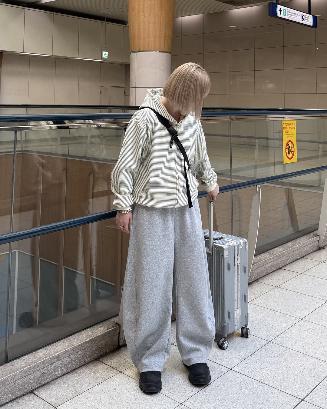 ボーダースウェットダブルジップフーディKC3001