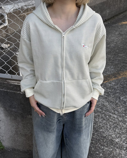 ボーダースウェットダブルジップフーディKC3001