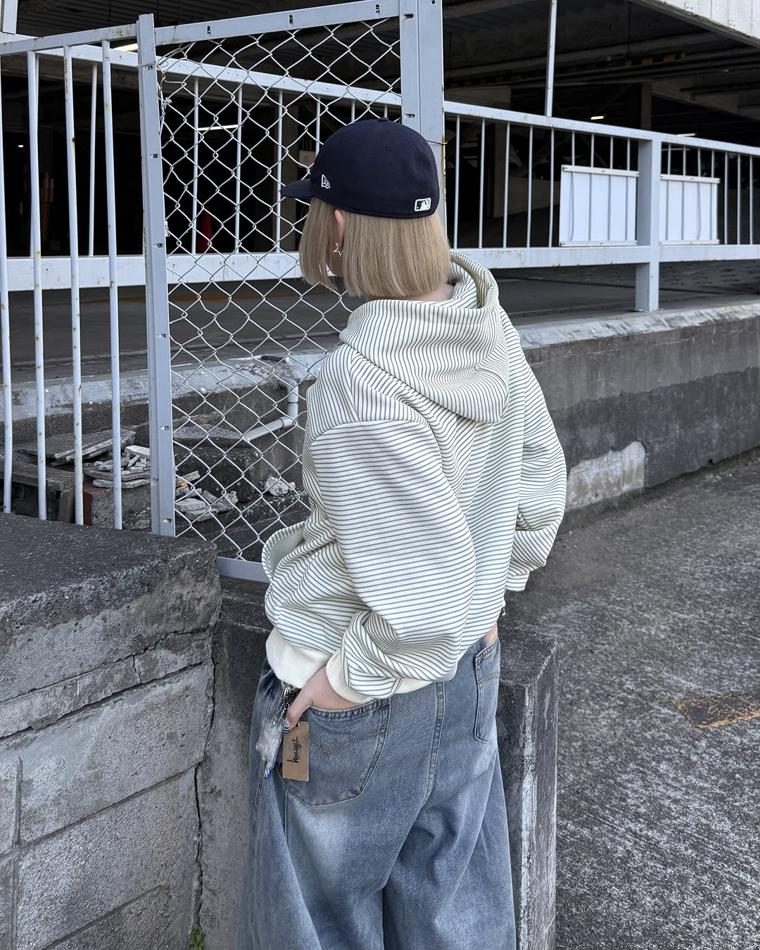 ボーダースウェットダブルジップフーディKC3001