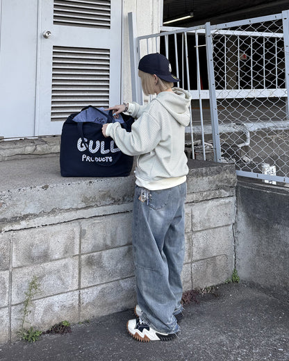 ボーダースウェットダブルジップフーディKC3001