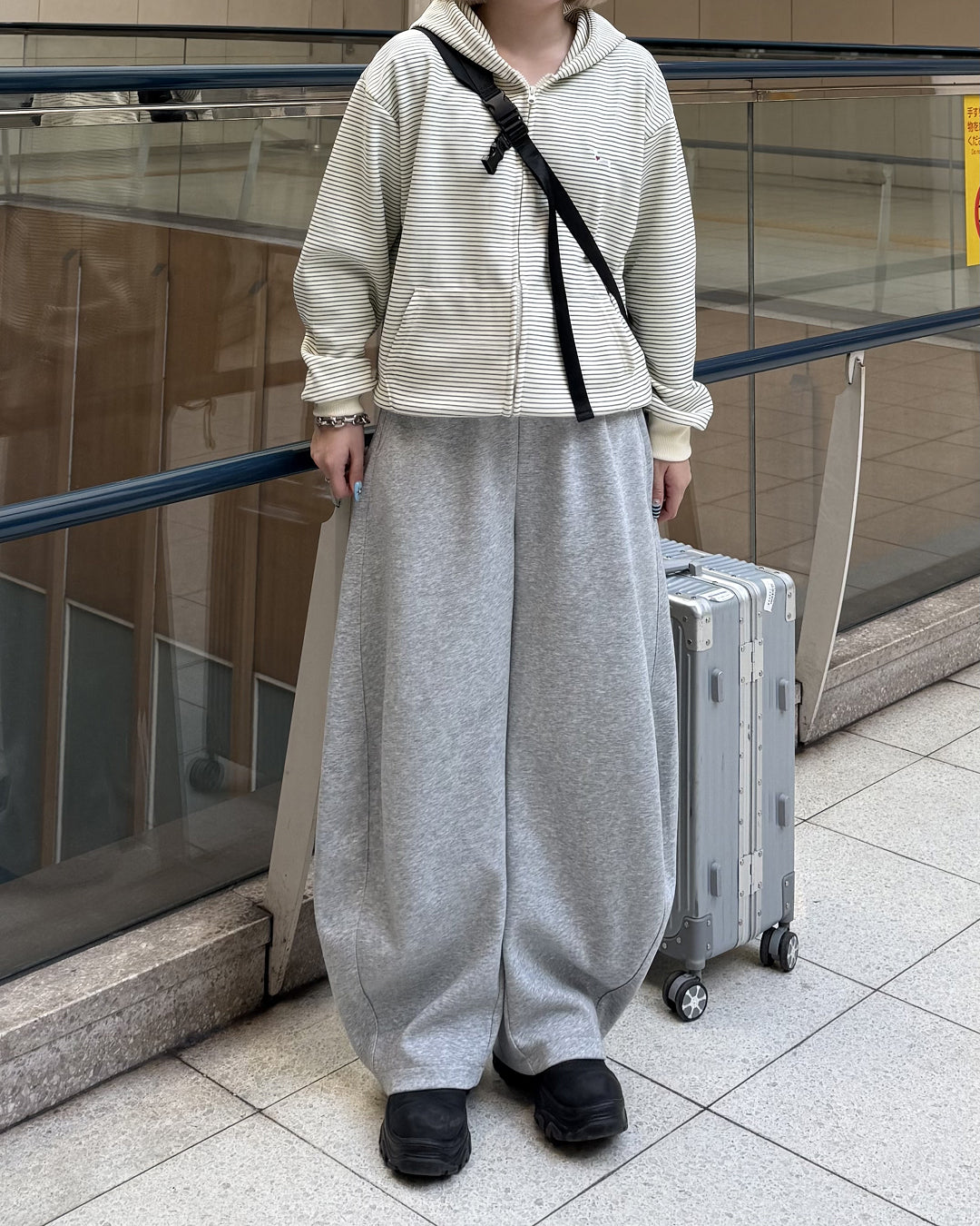 ボーダースウェットダブルジップフーディKC3001