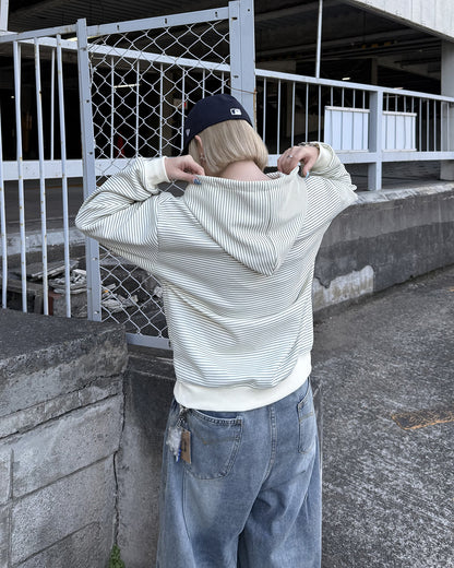 ボーダースウェットダブルジップフーディKC3001