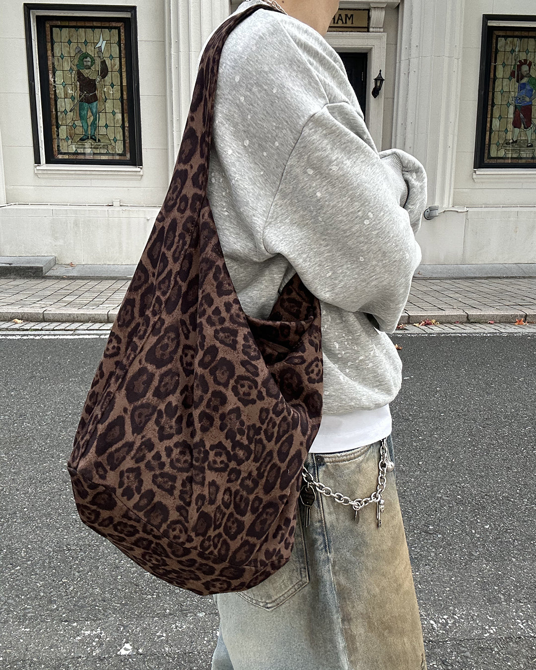 【即納】レオパード柄ワンショルダーカレッジバッグSK5001