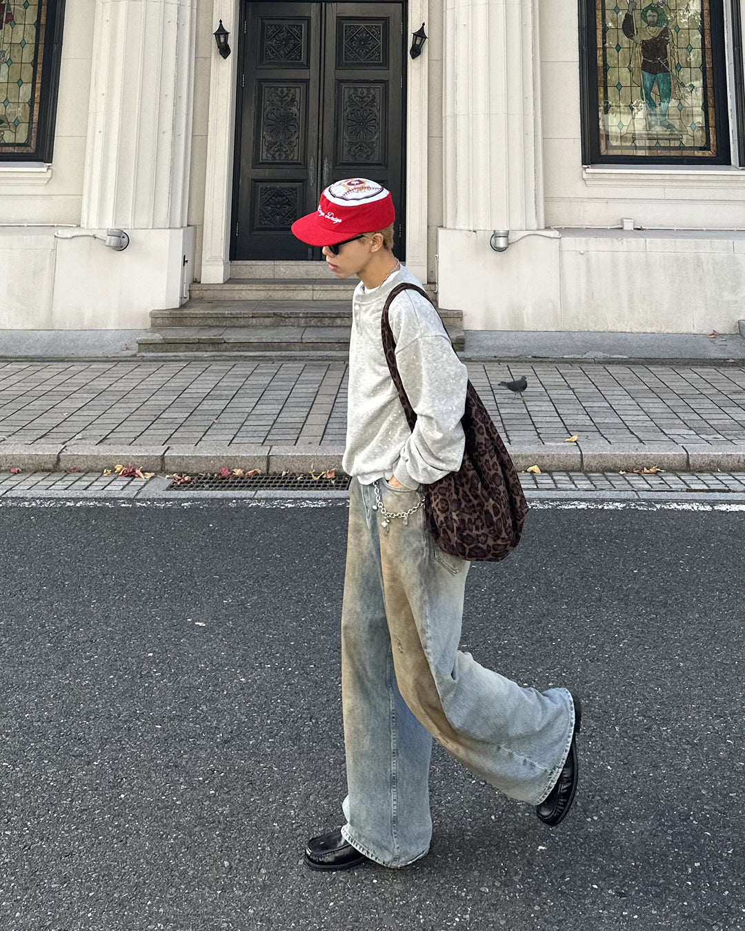 【即納】レオパード柄ワンショルダーカレッジバッグSK5001