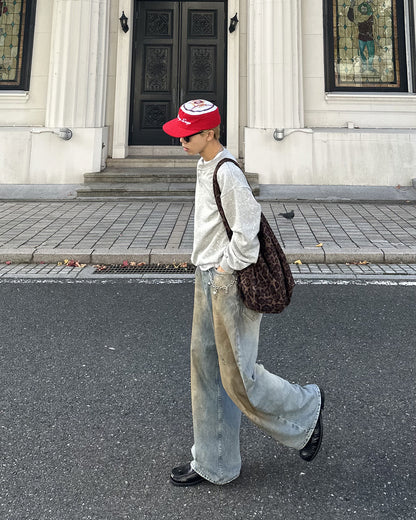 【即納】レオパード柄ワンショルダーカレッジバッグSK5001