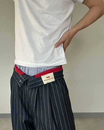 【11/25 19:00販売開始 オリジナル 即納】ストライプバギーカーブパンツ SK6001