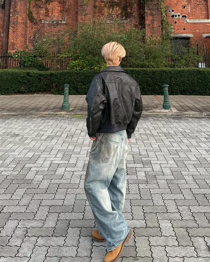 【オリジナル 即納】PUレザーA2フライトジャケット SK6002