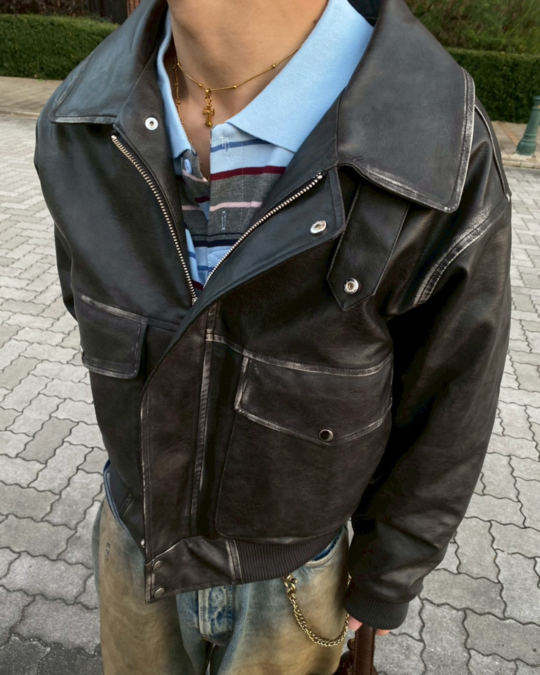 【オリジナル 即納】PUレザーA2フライトジャケット SK6002