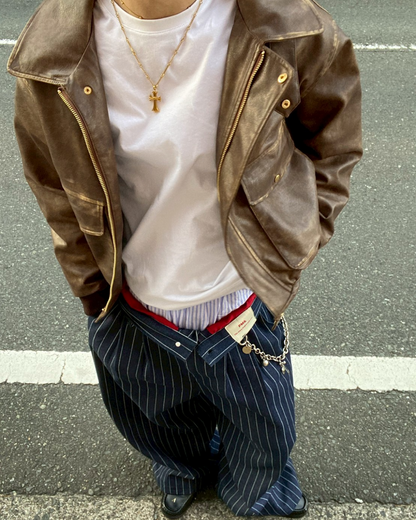 【オリジナル 即納】PUレザーA2フライトジャケット SK6002