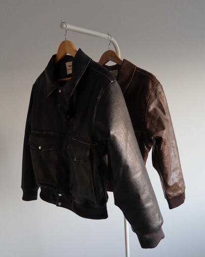 【11/25 19:00販売開始 オリジナル 即納】PUレザーA2フライトジャケット SK6002