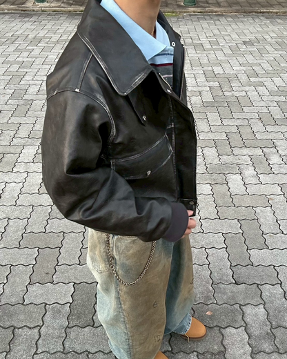 【オリジナル 即納】PUレザーA2フライトジャケット SK6002