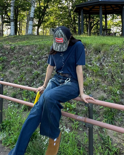 【即納】オーバーサイズネイビーTシャツ SM0043