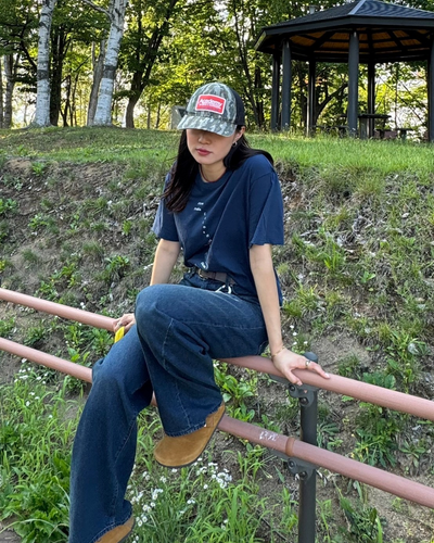 【即納】オーバーサイズネイビーTシャツ SM0043