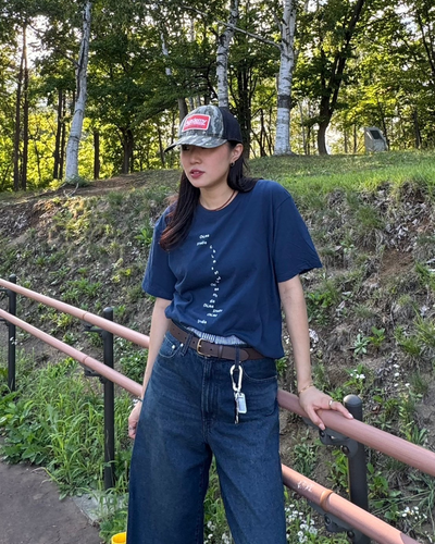 【即納】オーバーサイズネイビーTシャツ SM0043