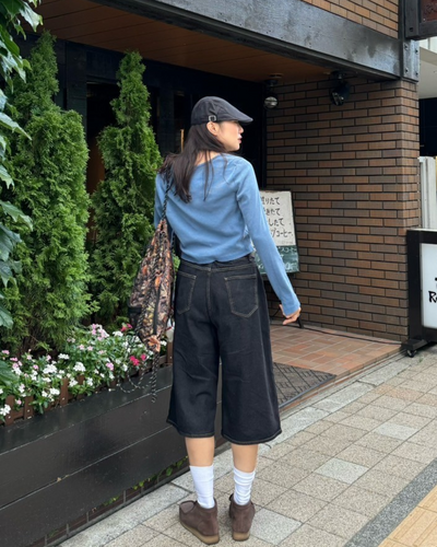 【即納】ハイウエストストレートハーフパンツ　SM0044