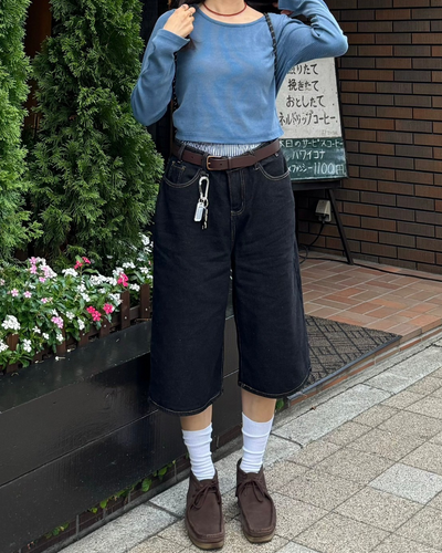 【即納】ハイウエストストレートハーフパンツ　SM0044