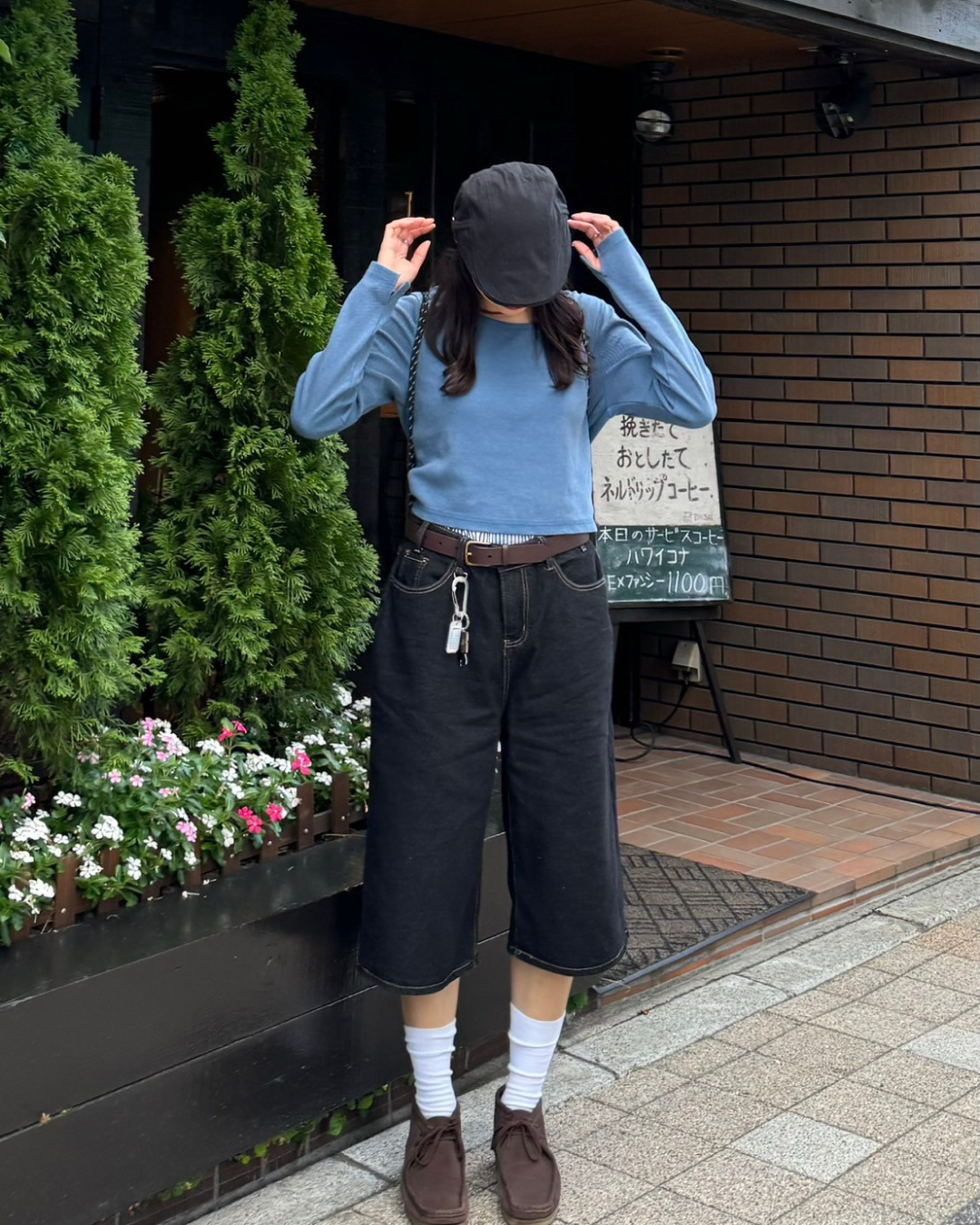 【即納】ハイウエストストレートハーフパンツ　SM0044