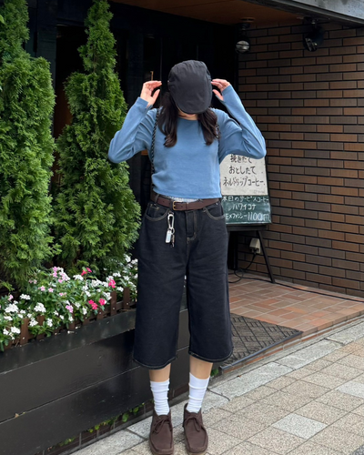 【即納】ハイウエストストレートハーフパンツ　SM0044