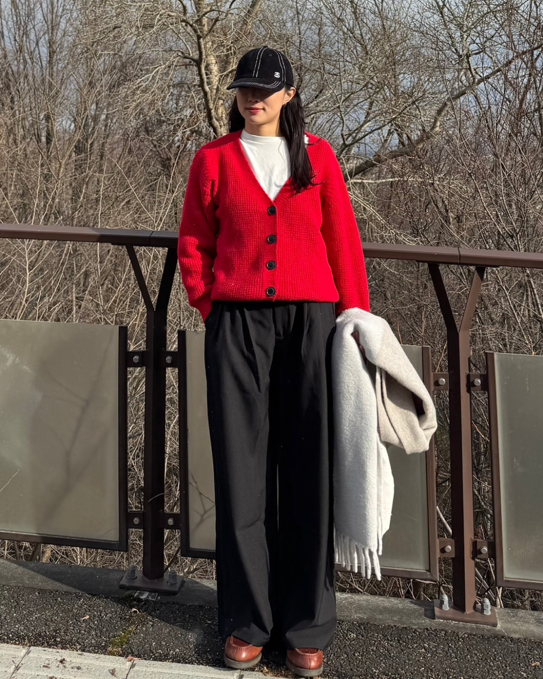 Seeksole woolmix cardigan 赤 Seeksole woolmix cardigan 赤