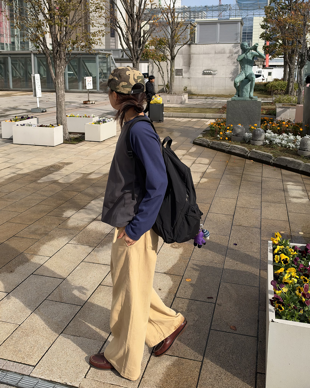 ベージュハイウエストワイドパンツ SM2000