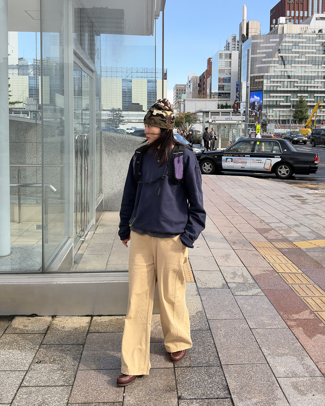 ベージュハイウエストワイドパンツ SM2000
