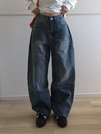 レトロウォッシュストレートデニムパンツ SO0043