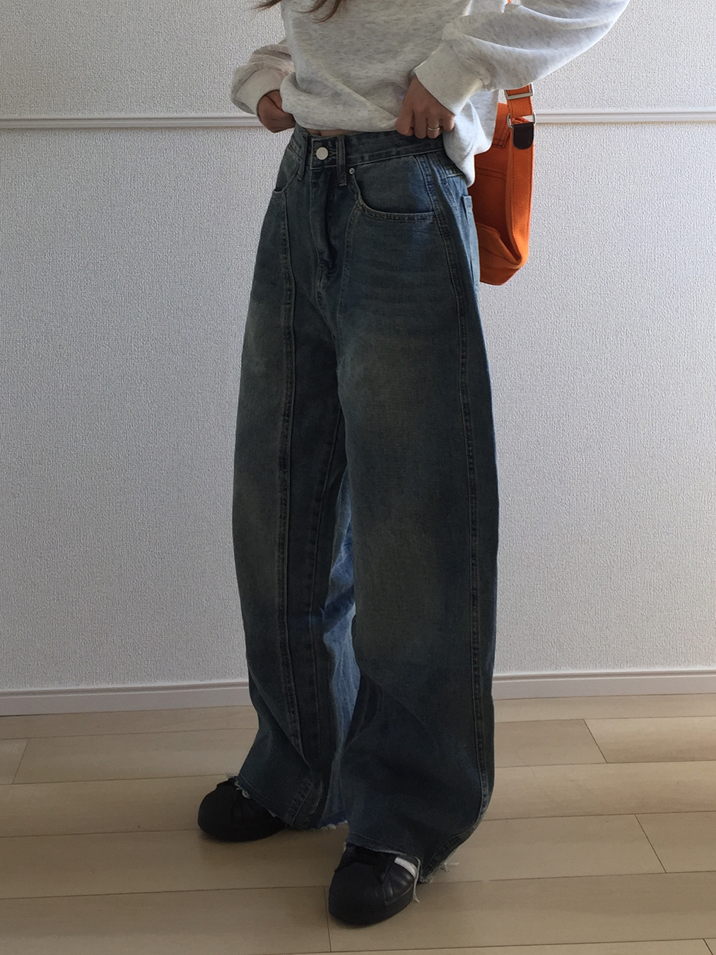 レトロウォッシュストレートデニムパンツ SO0043