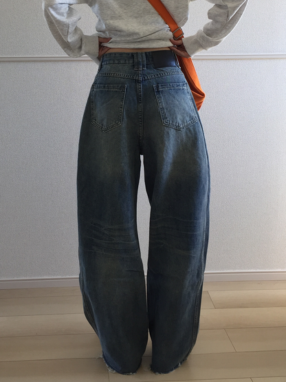 レトロウォッシュストレートデニムパンツ SO0043