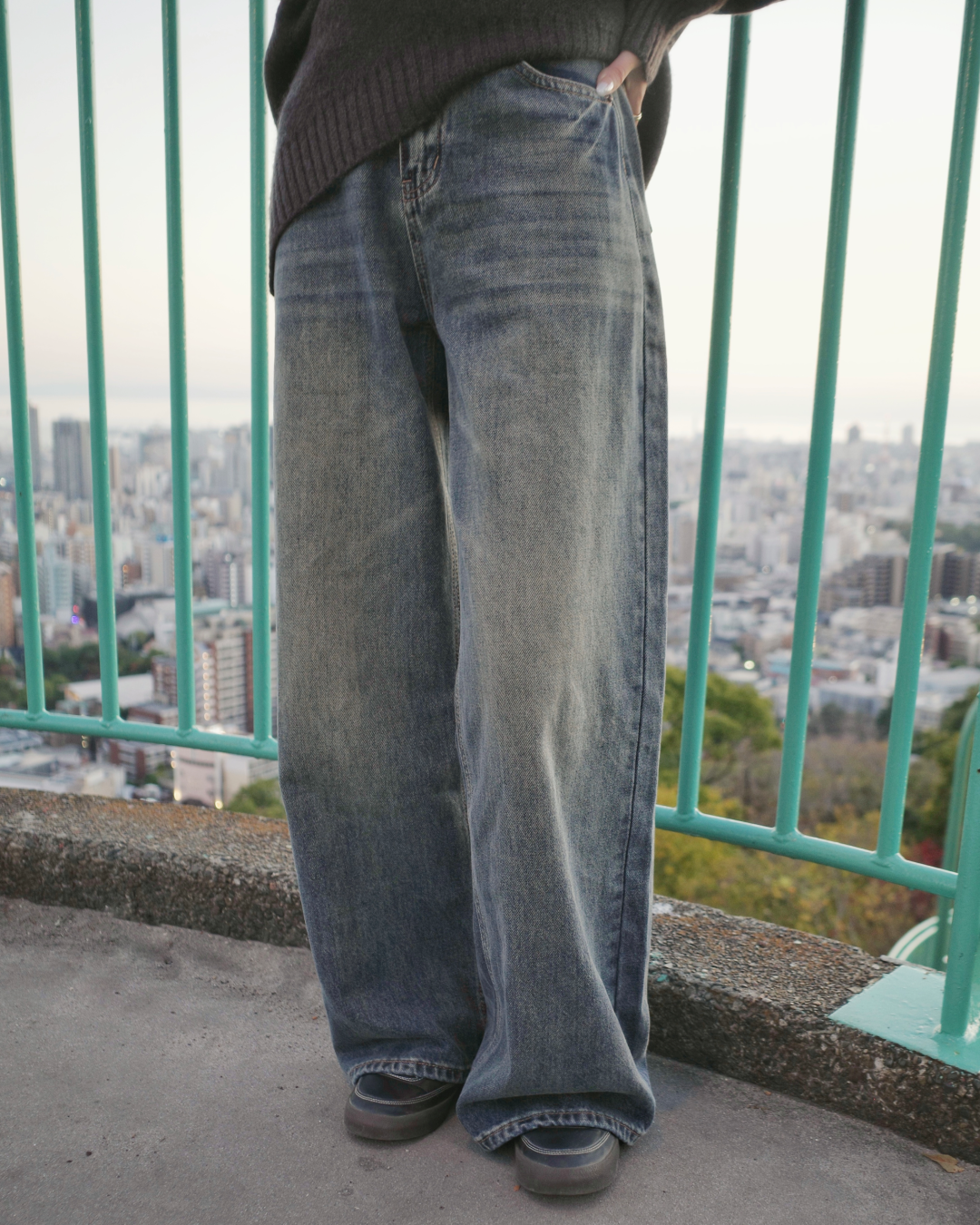 ワイドシルエットダメージジーンズ SR0019