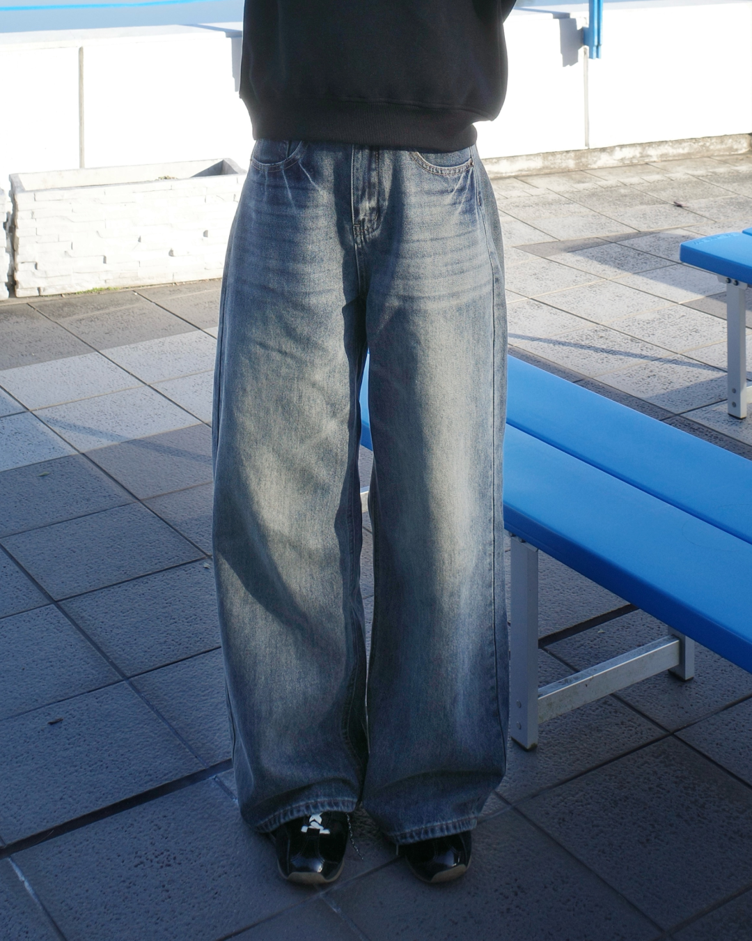 ワイドシルエットダメージジーンズ SR0019