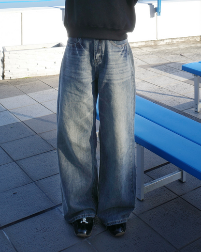 ワイドシルエットダメージジーンズ SR0019