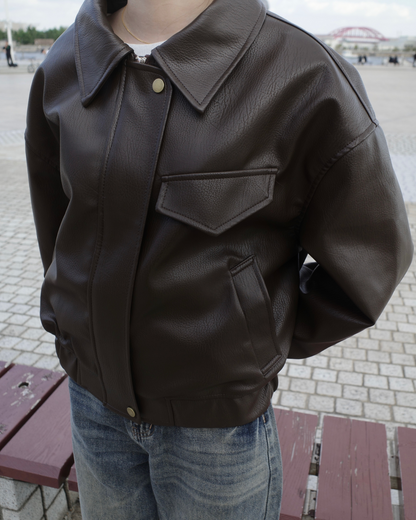 短丈PUレザージャケット SR0029