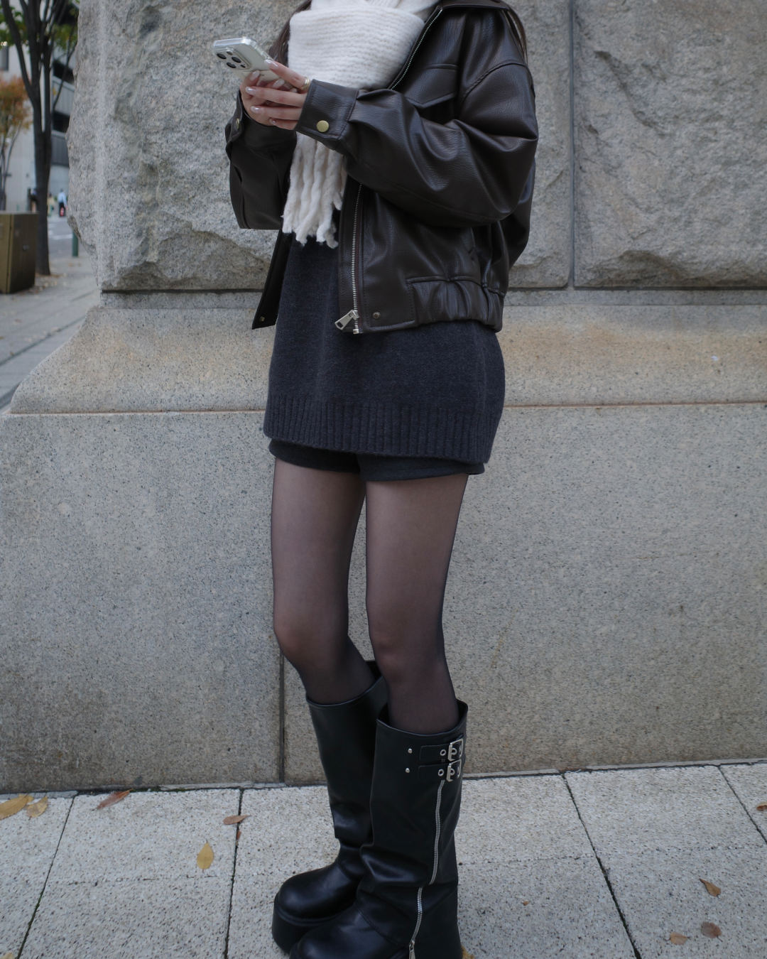 短丈PUレザージャケット SR0029