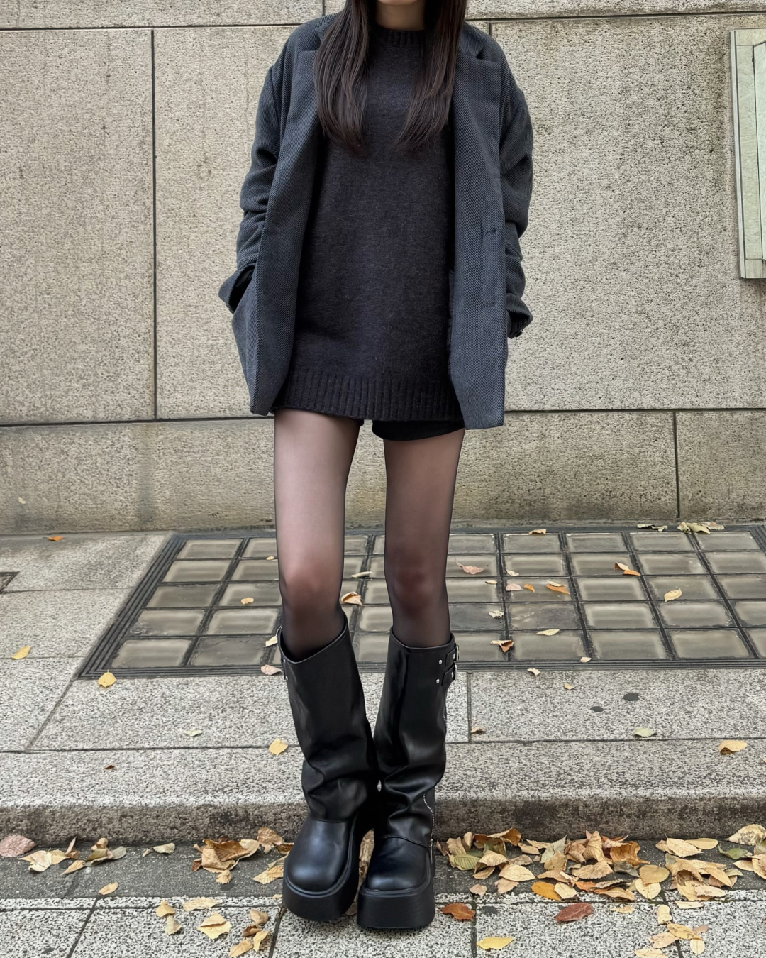 ジップデザイン厚底ブーツ SR0038